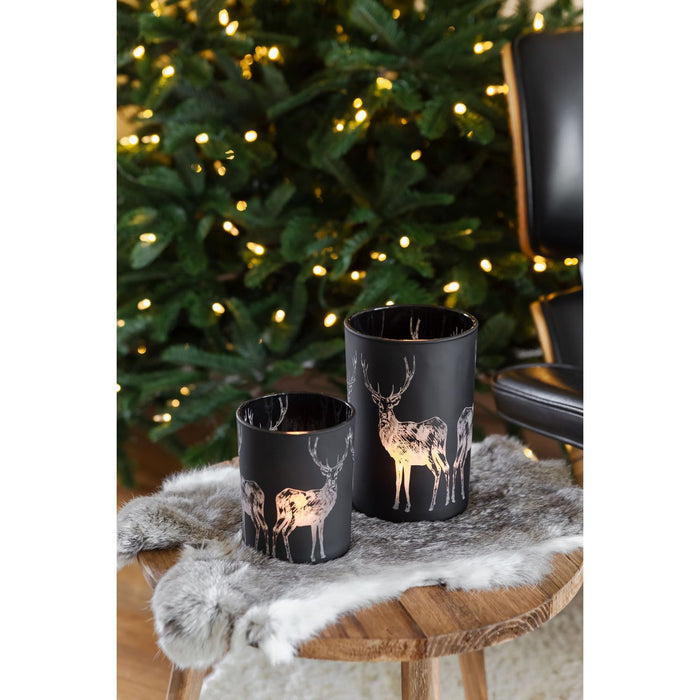 EDZARD Glas Windlicht Hirsch Tiu H 18 cm