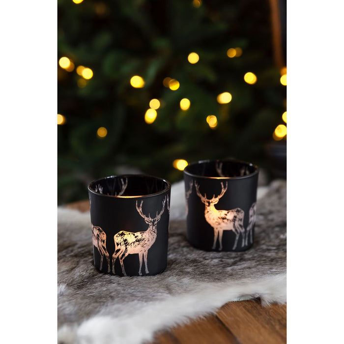 EDZARD Teelicht 2er Set Hirsch Tiu H 8 cm