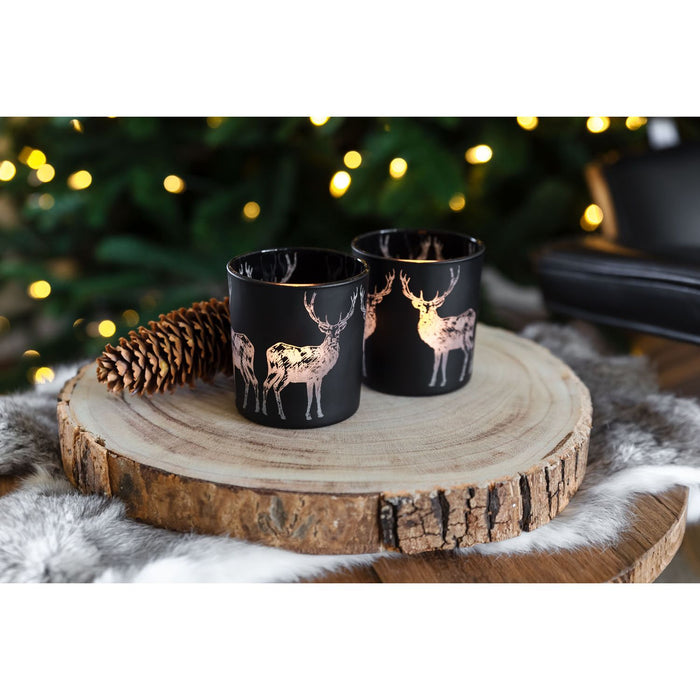 EDZARD Teelicht 2er Set Hirsch Tiu H 8 cm