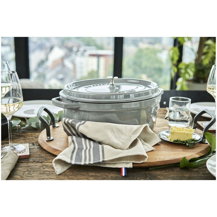 STAUB Cocotte, 37 cm | Graphit-Grau | oval | Gusseisen