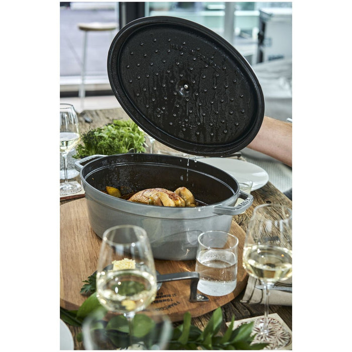STAUB Cocotte, 37 cm | Graphit-Grau | oval | Gusseisen