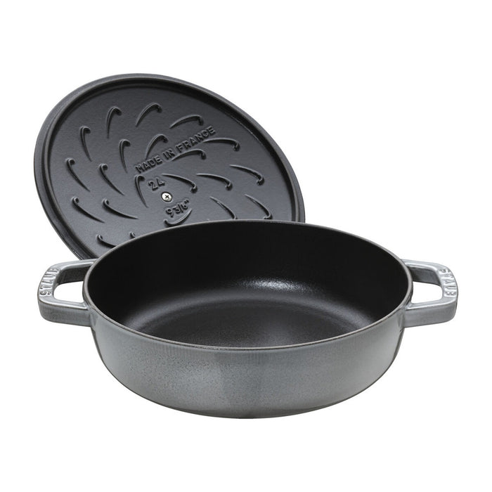 STAUB Bräter mit Chistera Drop-Structure, 28 cm | Graphit-Grau | rund | Gusseisen