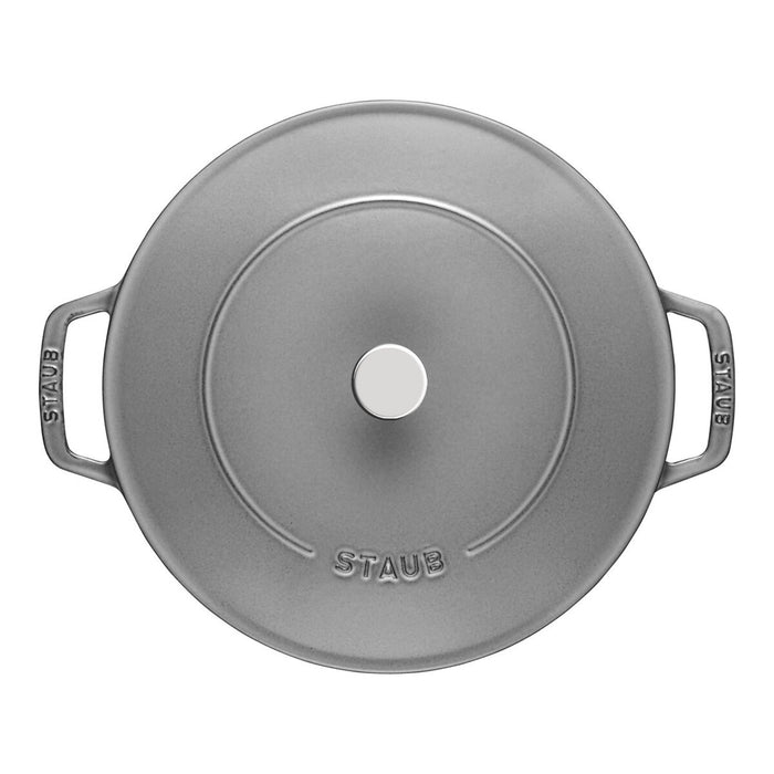 STAUB Bräter mit Chistera Drop-Structure, 24 cm | Graphit-Grau | rund | Gusseisen