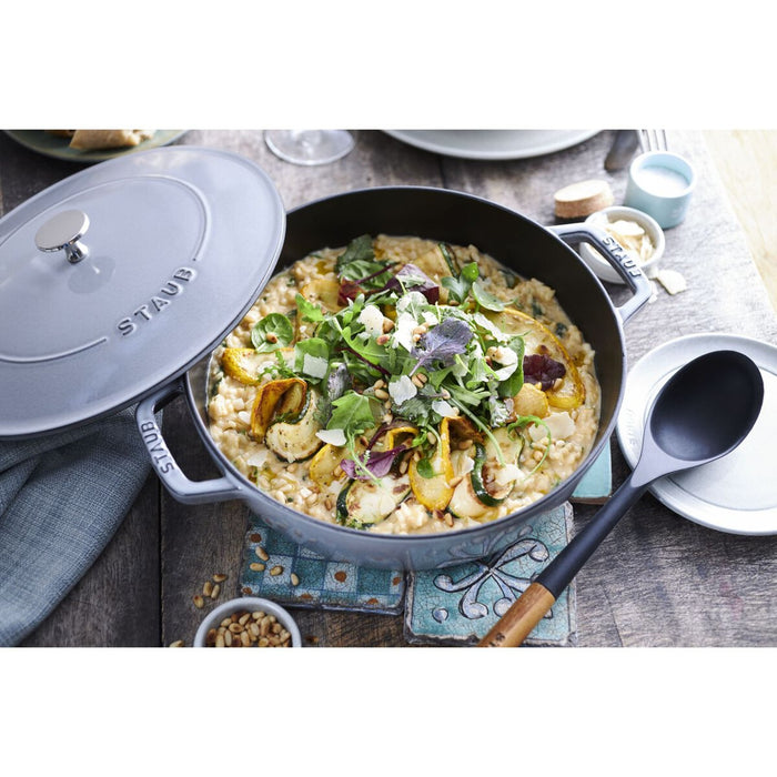 STAUB Bräter mit Chistera Drop-Structure, 24 cm | Graphit-Grau | rund | Gusseisen