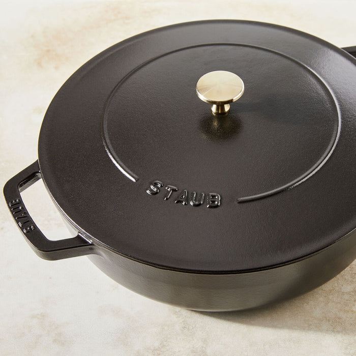 STAUB Bräter mit Chistera Drop-Structure, 28 cm | Schwarz | rund | Gusseisen