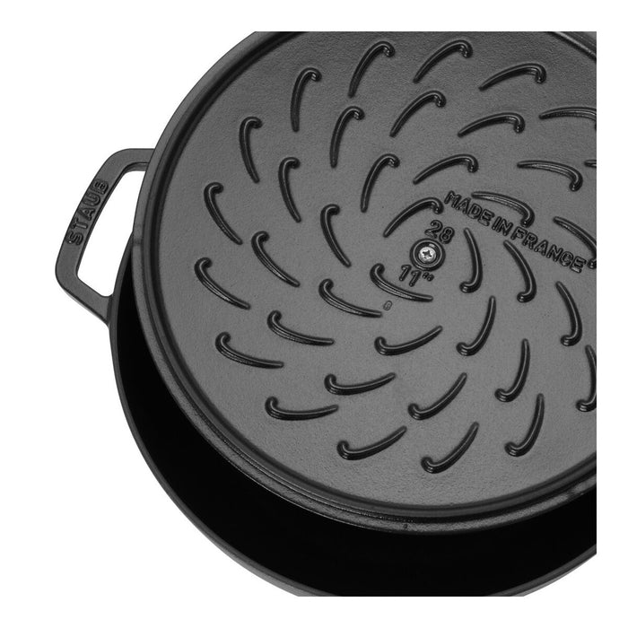 STAUB Bräter mit Chistera Drop-Structure, 28 cm | Schwarz | rund | Gusseisen