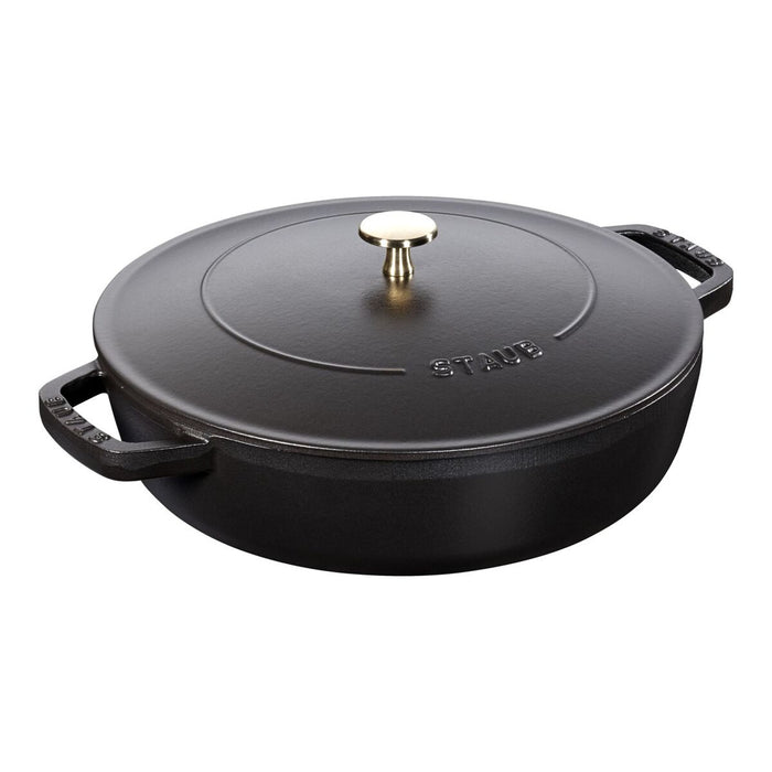 STAUB Bräter mit Chistera Drop-Structure, 24 cm | Graphit-Grau | rund | Gusseisen