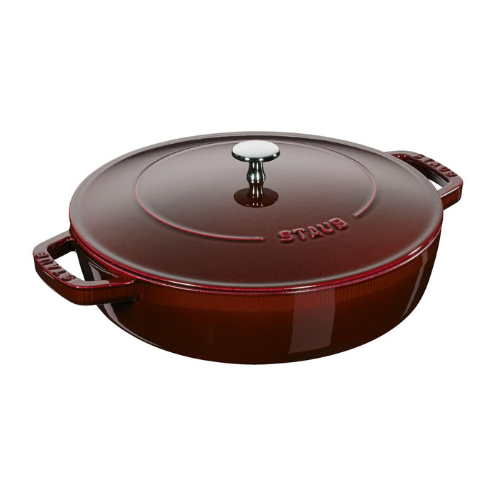 STAUB Bräter mit Chistera Drop-Structure, 24 cm | Grenadine-Rot | rund | Gusseisen