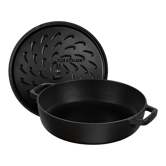 STAUB Bräter mit Chistera Drop-Structure, 24 cm | Schwarz | rund | Gusseisen
