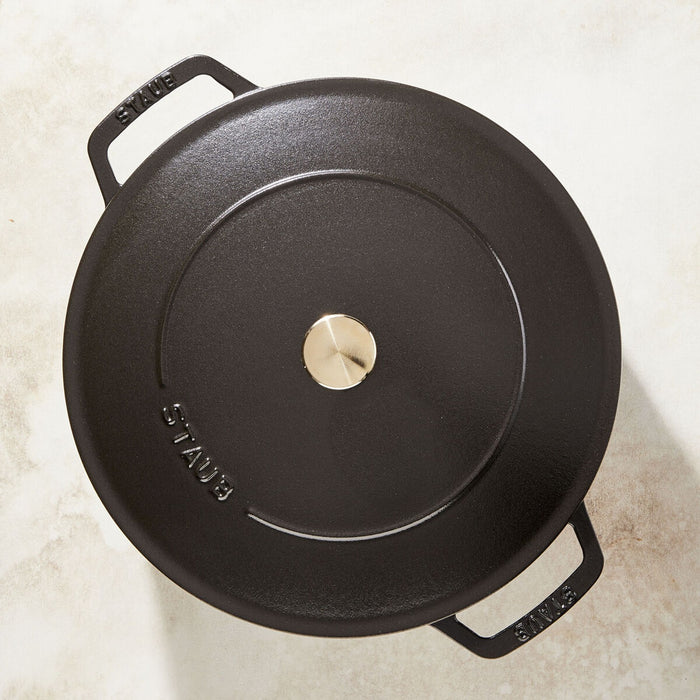 STAUB Bräter mit Chistera Drop-Structure, 24 cm | Schwarz | rund | Gusseisen