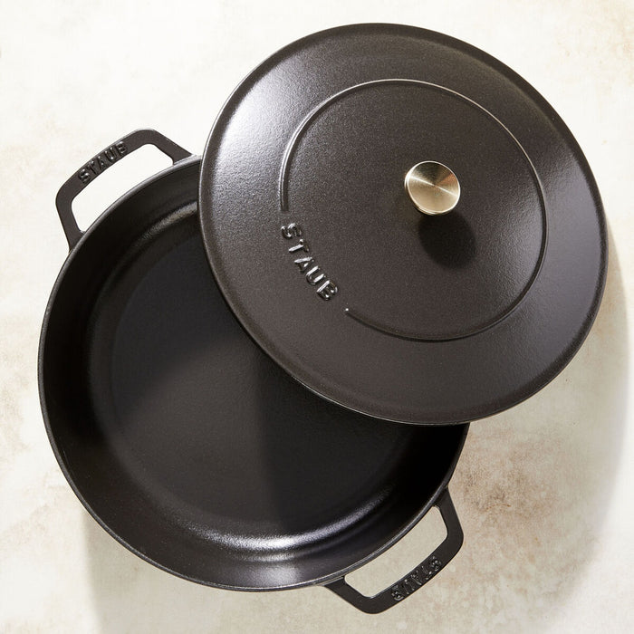 STAUB Bräter mit Chistera Drop-Structure, 24 cm | Schwarz | rund | Gusseisen