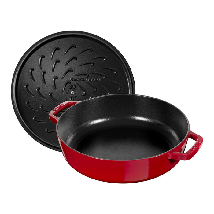 STAUB Bräter mit Chistera Drop-Structure, 24 cm | Kirsch-Rot | rund | Gusseisen