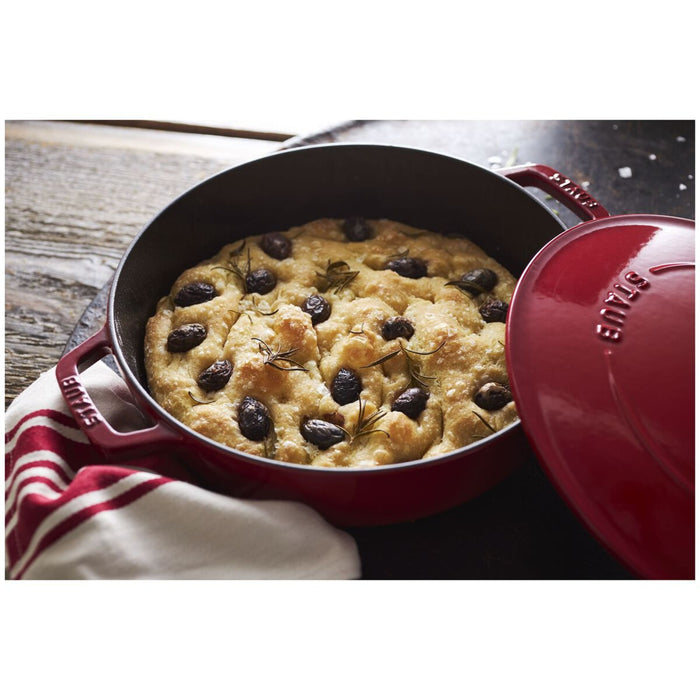 STAUB Bräter mit Chistera Drop-Structure, 24 cm | Kirsch-Rot | rund | Gusseisen
