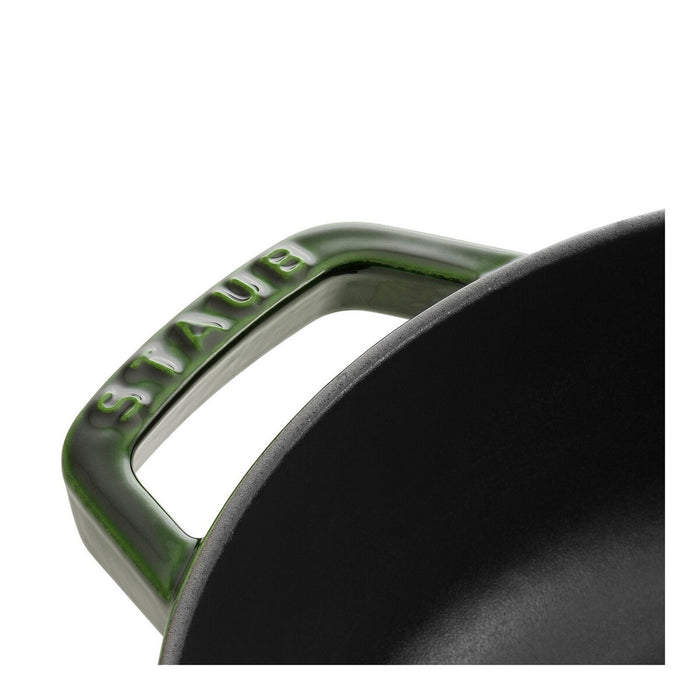 STAUB Bräter mit Chistera Drop-Structure, 28 cm | Basilikum-Grün | rund | Gusseisen