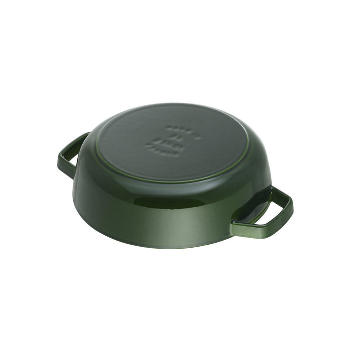 STAUB Bräter mit Chistera Drop-Structure, 28 cm | Basilikum-Grün | rund | Gusseisen