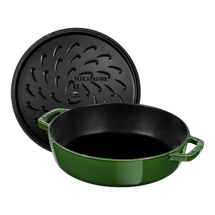 STAUB Bräter mit Chistera Drop-Structure, 24 cm | Basilikum-Grün | rund | Gusseisen