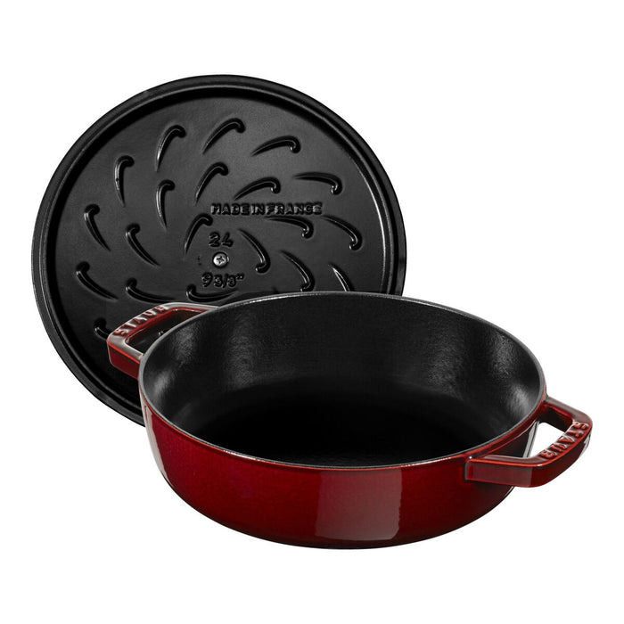 STAUB Bräter mit Chistera Drop-Structure, 24 cm | Grenadine-Rot | rund | Gusseisen