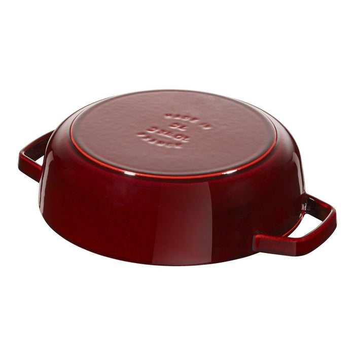 STAUB Bräter mit Chistera Drop-Structure, 24 cm | Grenadine-Rot | rund | Gusseisen