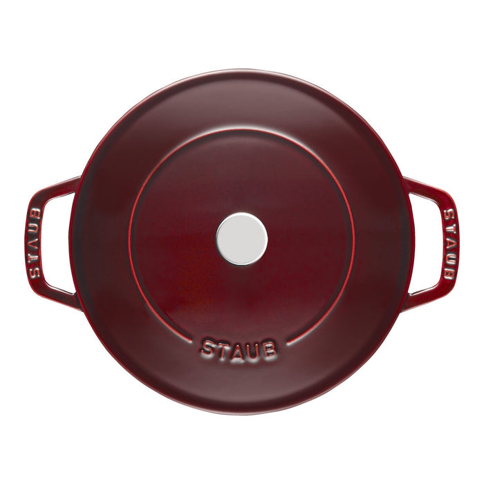 STAUB Bräter mit Chistera Drop-Structure, 24 cm | Grenadine-Rot | rund | Gusseisen
