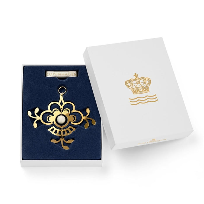 Royal Copenhagen Christmas Vergoldetes Weihnachtsornament Blume 10cm