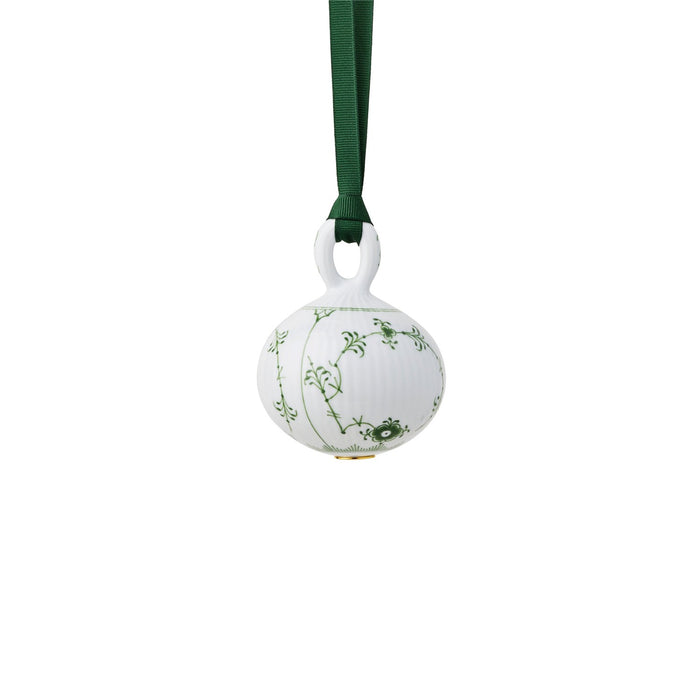 Royal Copenhagen Weihnachts-Kugel 9,5 cm, Musselmalet Gerippt Grün