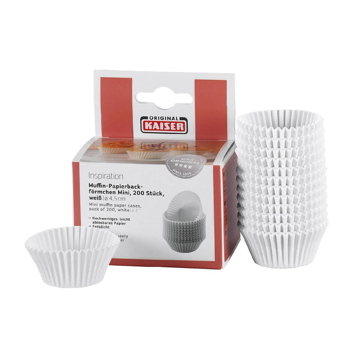 Kaiser Mini-Muffin-Papierbackförmchen-Set 200 Stück weiß Creativ