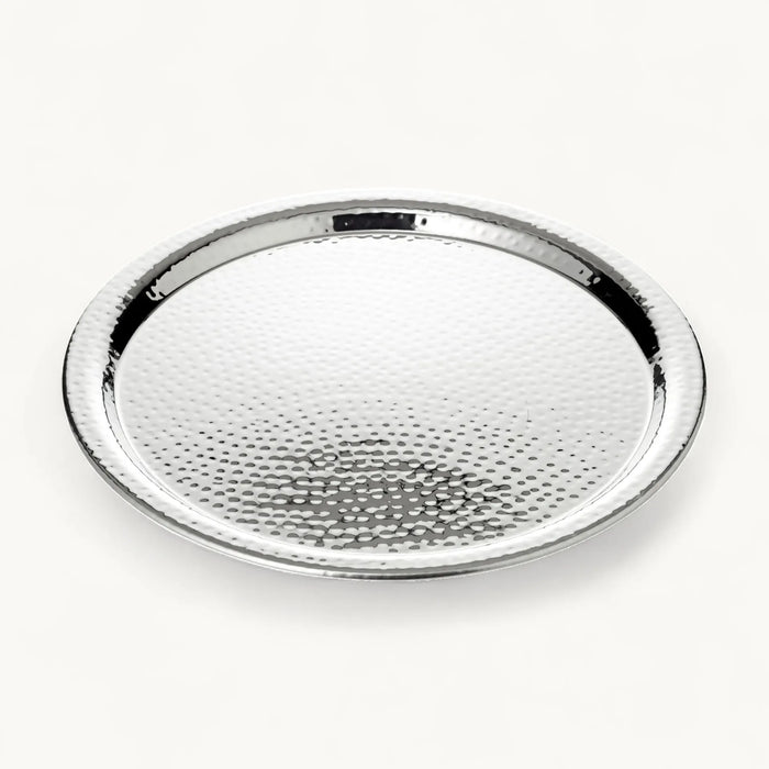 EDZARD Tablett Martella (ø 34 cm) rund, Edelstahl hochglanzpoliert, Serviertablett, Dekotablett