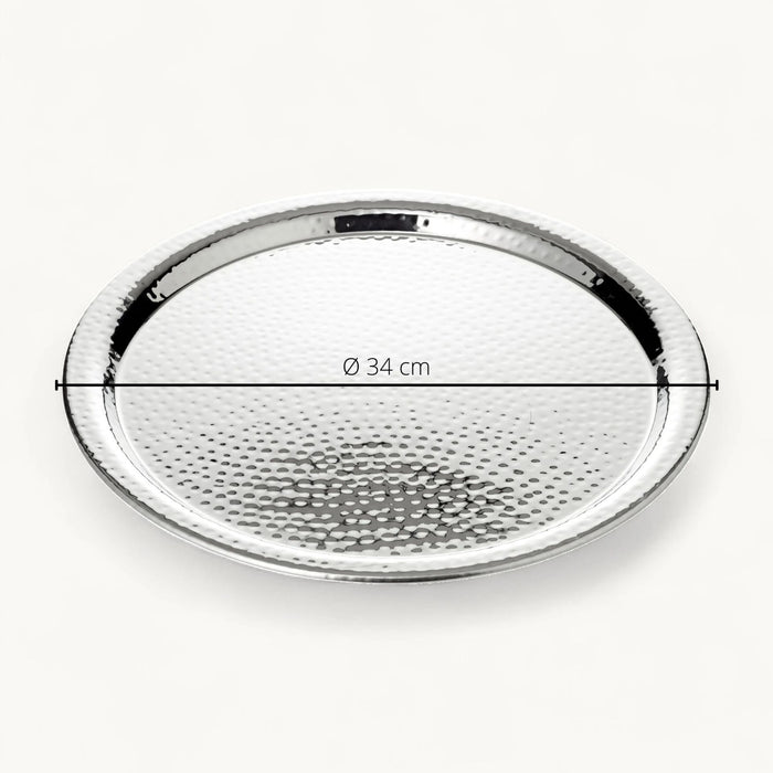 EDZARD Tablett Martella (ø 34 cm) rund, Edelstahl hochglanzpoliert, Serviertablett, Dekotablett
