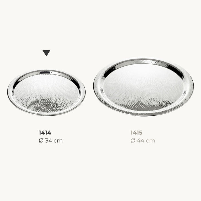 EDZARD Tablett Martella (ø 34 cm) rund, Edelstahl hochglanzpoliert, Serviertablett, Dekotablett