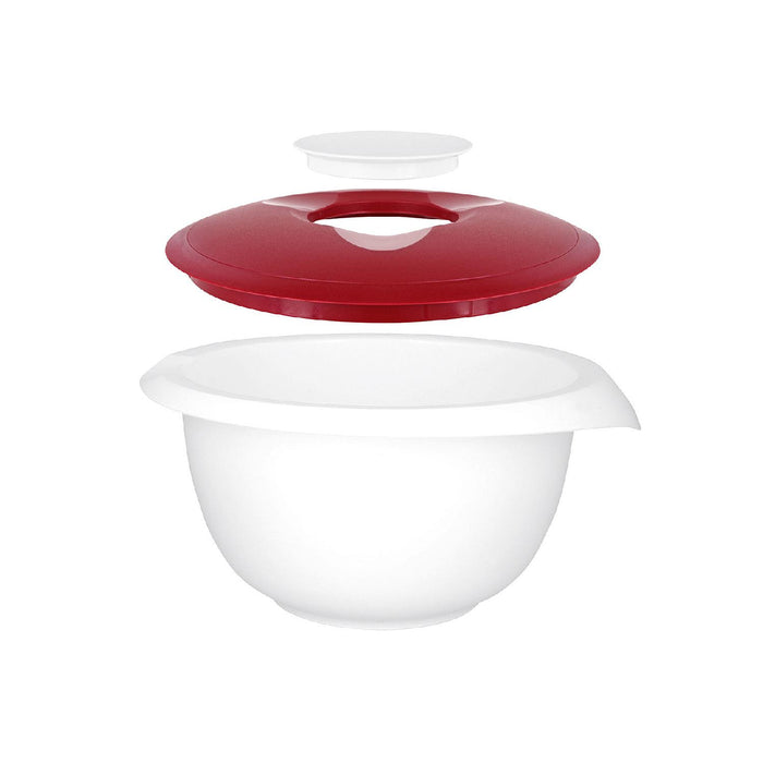 Rührschüssel mit zweigeteiltem Deckel, 2,5 l, rot