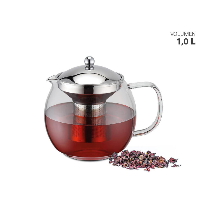 Teekanne Borosilikatglas mit Teefilter 1000 ml