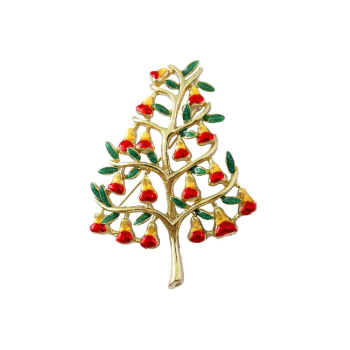 Goebel Fitz & Floyd Christmas Collection Baum gold mit roten Kugeln - Brosche