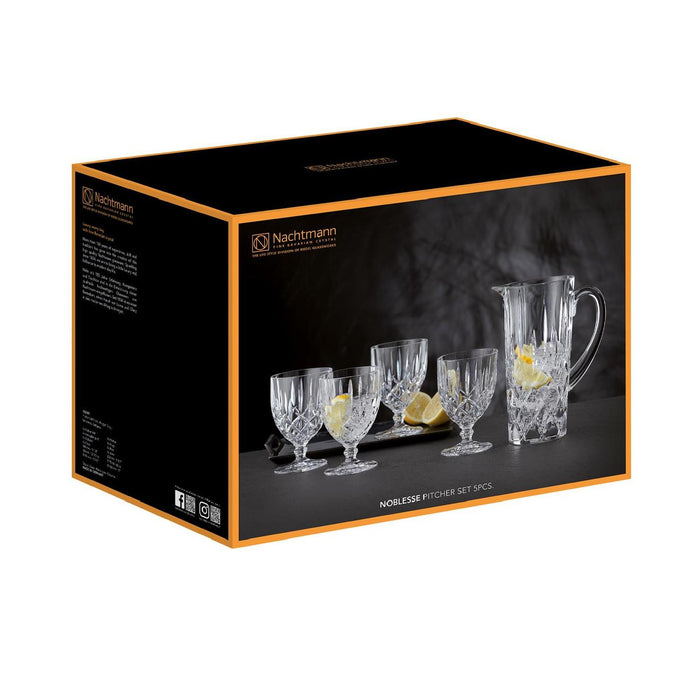 Nachtmann, 5-teiliges Krug-Set, 1x Krug (1190 ml) + 4 All Purpose-Gläser (350 ml), Kristallglas, Noblesse, 102387