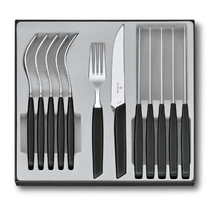 Victorinox Swiss Modern Besteck-Set (Steakmesser), 12-teilig, schwarz