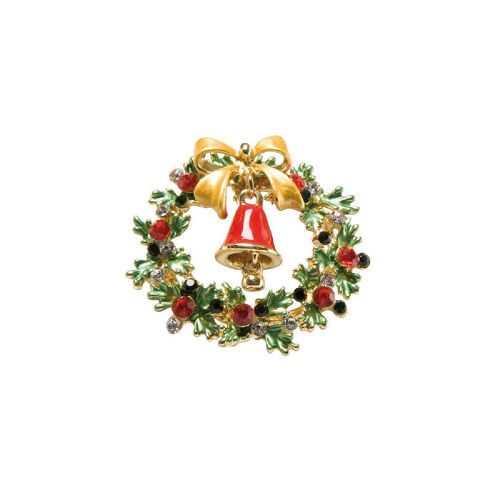 Goebel Fitz & Floyd Christmas Collection Kranz mit Glocke - Brosche