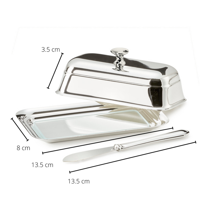 EDZARD Butterdose Mary m. Messer 8x13 cm