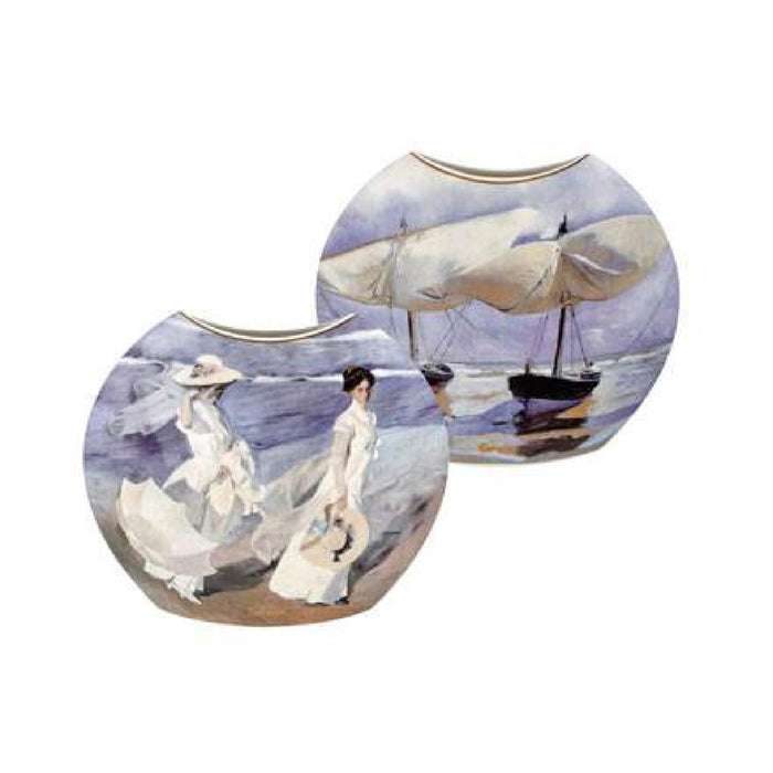 Goebel Joaquin Sorolla  - "Boote / Spaziergang am Strand" - Vase