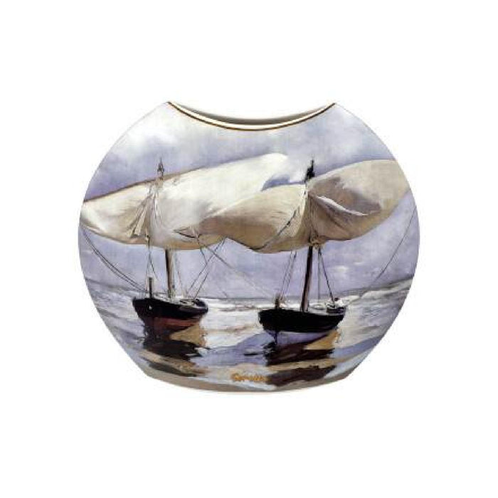 Goebel Joaquin Sorolla  - "Boote / Spaziergang am Strand" - Vase