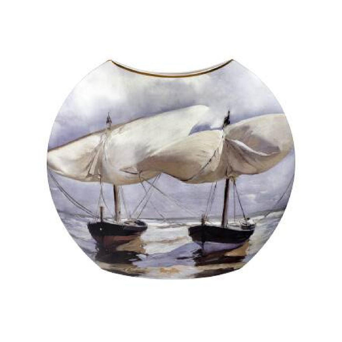 Goebel Joaquin Sorolla  - "Boote / Spaziergang am Strand" - Vase