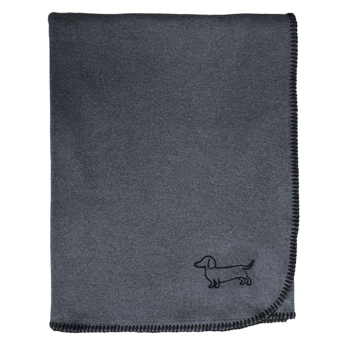 Eagle Products Decke POLDI, 100x160 cm, anthrazit (Flockdruck Dackel und Kammstich schwarz)