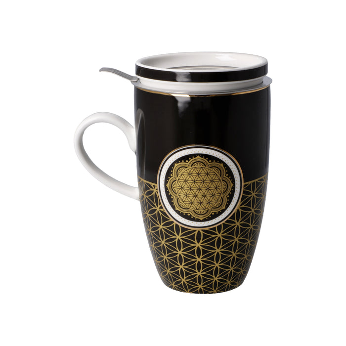 Goebel Yin Yang Schwarz Teetasse mit Deckel und Sieb