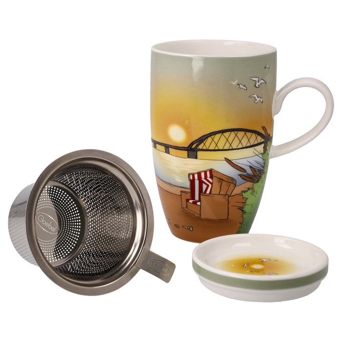 Goebel Seaview Teetasse mit Deckel und Sieb