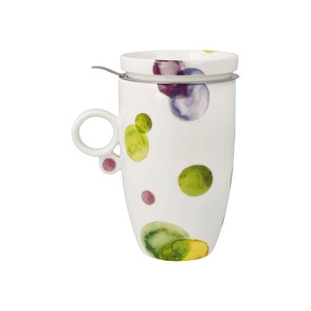 Goebel Colori - Tableware Limette & Aubergine - Teetasse mit Deckel und Sieb