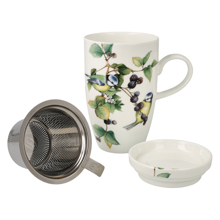 Goebel Blaumeisen Teetasse mit Deckel und Sieb