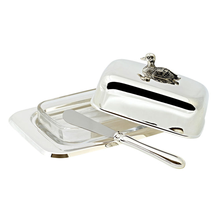 EDZARD Butterdose Ente m. Messer L 18 cm