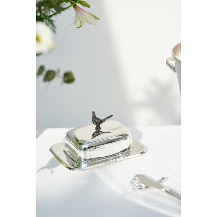 EDZARD Butterdose Fasan m. Messer L 18 cm