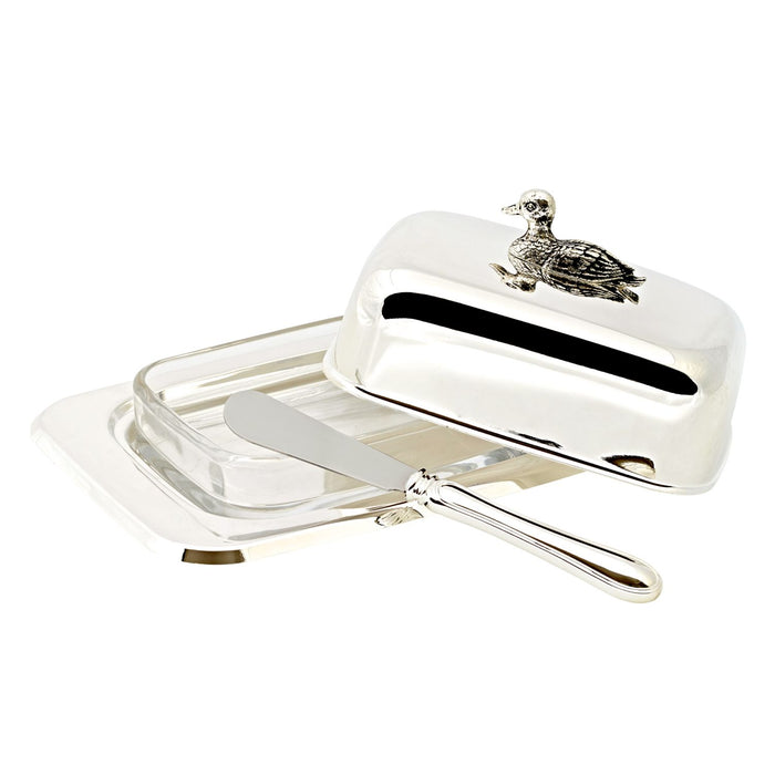 EDZARD Butterdose Ente mit Messer L 18 cm