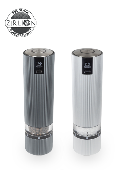 PEUGEOT Line Sense Duo, elektrisch, u´Select, 20 cm, Pfeffermühle, carbon u. Salzmühle, aluminium, wiederaufladbar