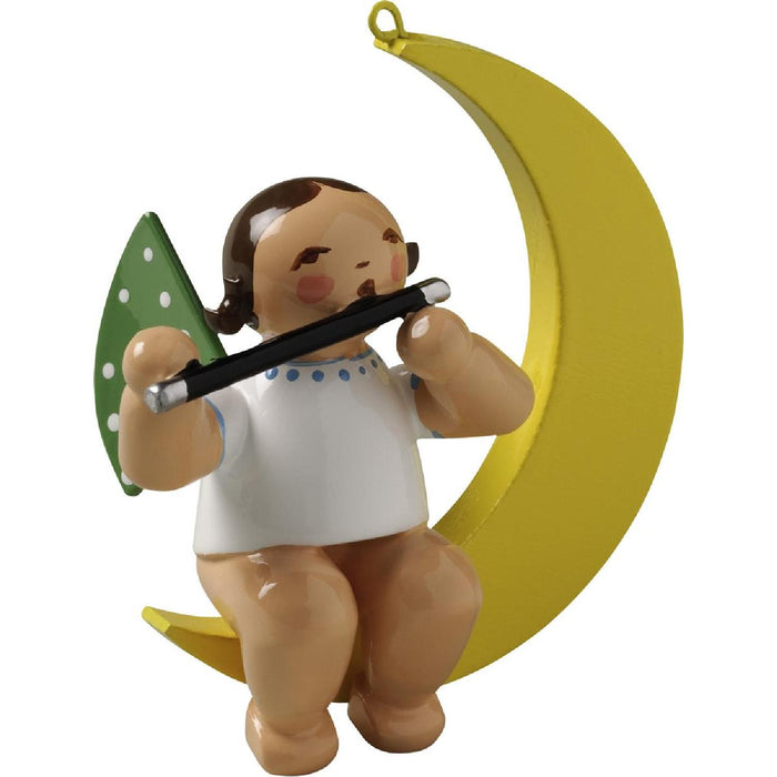 Wendt & Kühn Engel mit Querflöte, im Mond für Spieldose 5336/9A