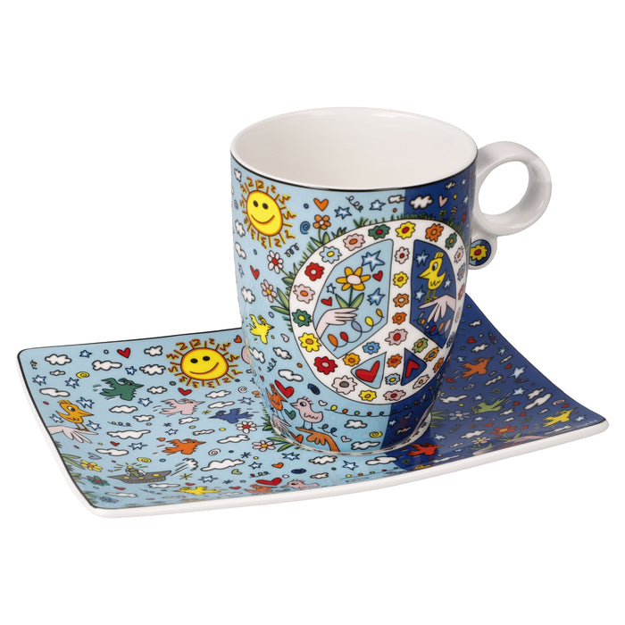 Goebel James Rizzi Give Peace a Chance Künstlertasse mit Untertasse